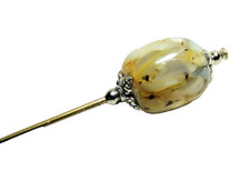 3" Hat-Stick-Lapel Pin MOP Shell Multi Color Bead Silver-tone Findings BEF118