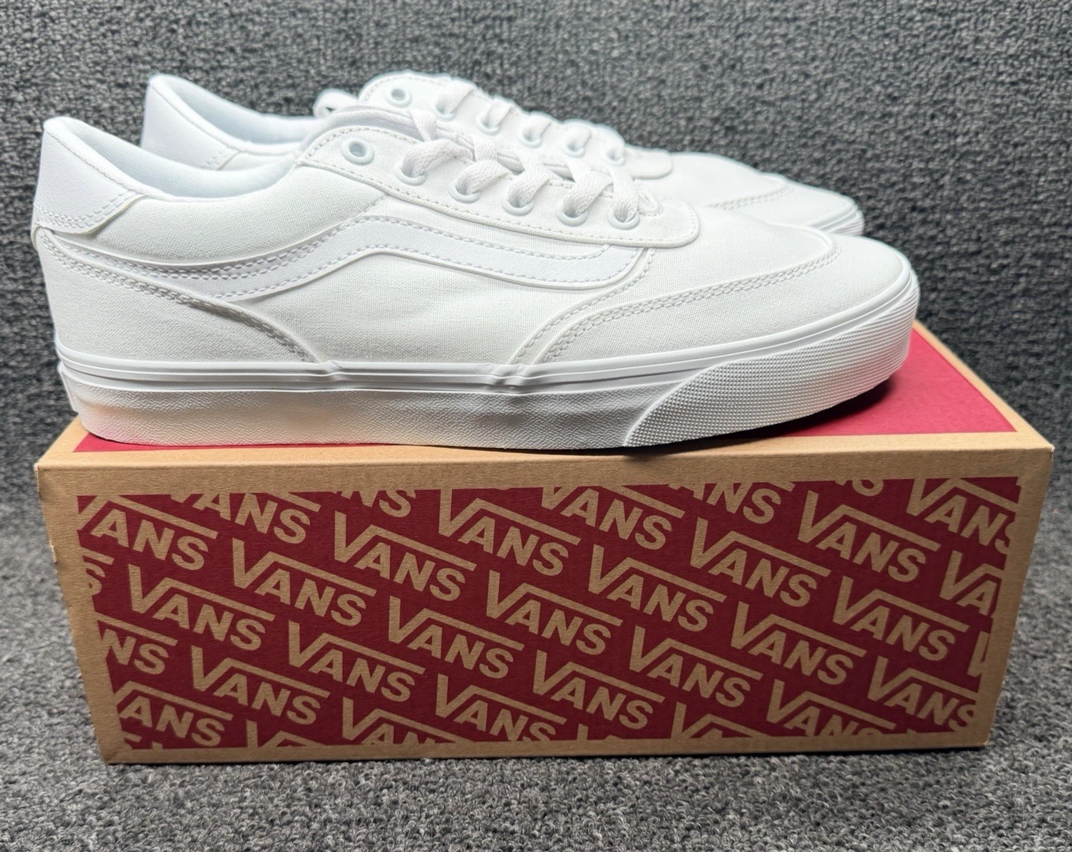 Women’s Vans Brooklyn Ls Canvas White Sneakers 10.5 Casual Shoes Street