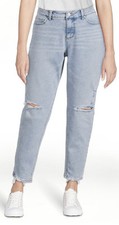 Time and Tru Women's Cropped High Rise Distressed Mom Jeans, NWT, Size 18