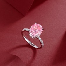 Authentic Ring For Girlfriend 14k Gold 3.20CT Fancy Pink Lab Grown/CVD Diamond