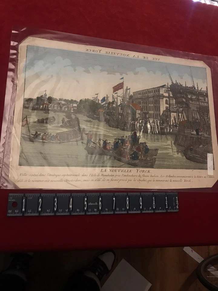 MAP Birdseye View NEW YORK In Year 1615 Harbor  Printed 1666 Hand Colored - Image 2 of 4