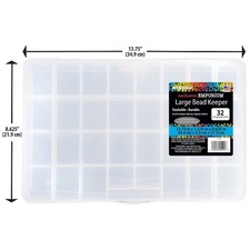 Large Bead Keeper Storage Box with 32 Compartments Clear Plastic Organizer Case