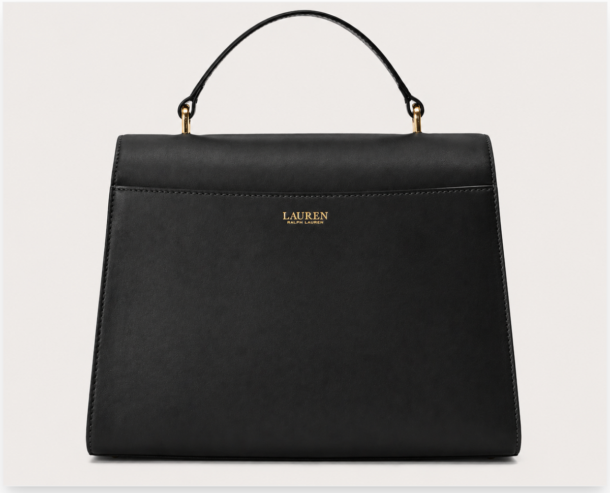 Lauren Ralph Lauren Farrah Medium Black Leather Top-Handle Satchel