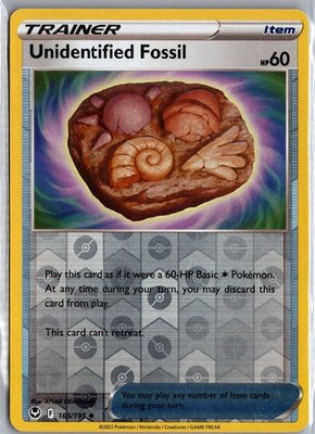 Unidentified Fossil 165/195 Uncommon Silver Tempest Pokemon Reverse Holo LP