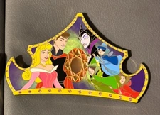 Crown Jewel - Sleeping Beauty, Aurora, Prince, Maleficent, 3 fairies Fantasy Pin