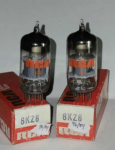 Vintage Exact Matched Pr. Tested Strong RCA 6KZ8 Amplifier Radio Vacuum Tubes