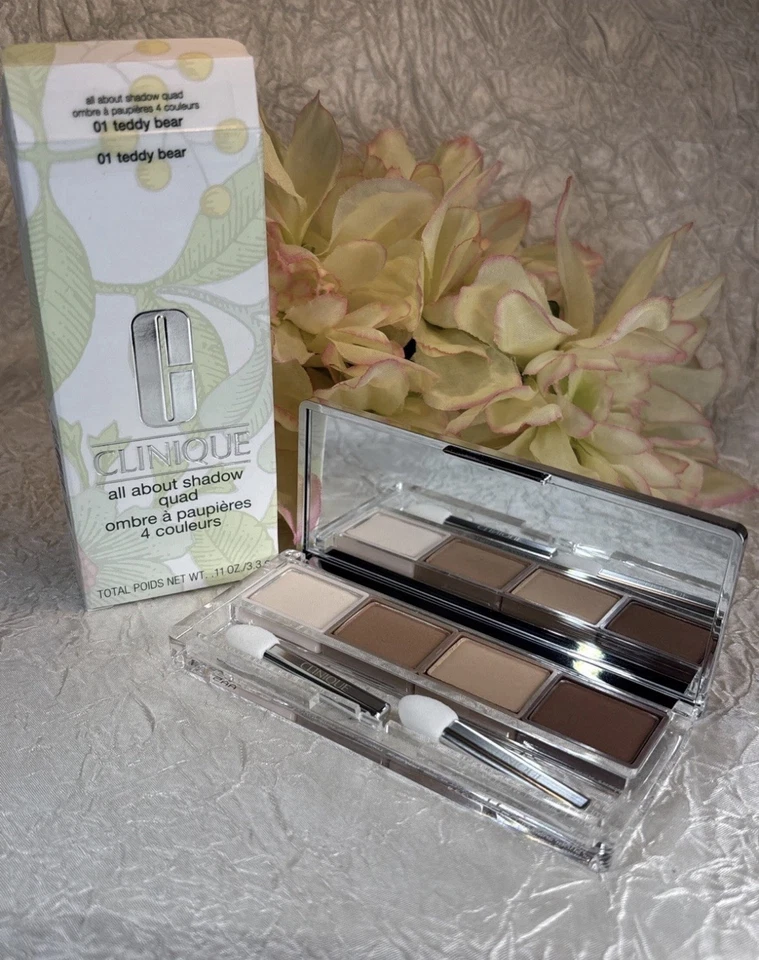 Clinique All About Shadow Quad - 01 Teddy Bear -  Full Size New In Box Free Ship - Image 1 of 2