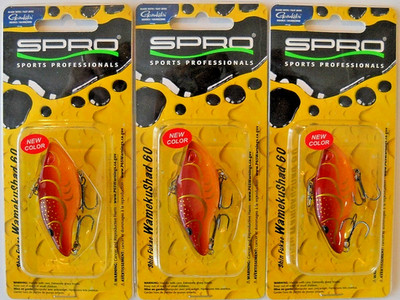 Lot of 3 SPRO Shin Fukae WAMEKU SHAD 60 Lipless Crankbaits in RAYBURN RED color