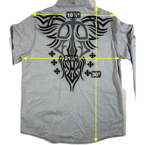 Roar Signature Mens Gray Berlin Tribal Embroidered Button Down Shirt Large - Picture 5 of 18