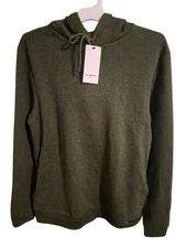 Goodfellow & Co. Men's Textured Fleece Hooded Sweatshirt Medium Green Pockets