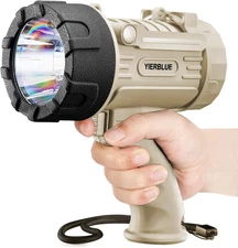 YIERBLUE Rechargeable Spotlight Flashlight with 1000000 High Lumen LED, IP67 Wat
