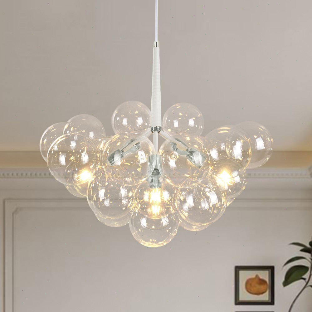 Modern Glass Cluster Chandelier Mid-Century Bubble Glass Globe Light Fixtures UK