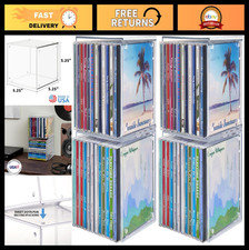 Stackable Clear Plastic CD Organizers - 4 Pack, Holds 12 CD Cases Each, Ideal fo