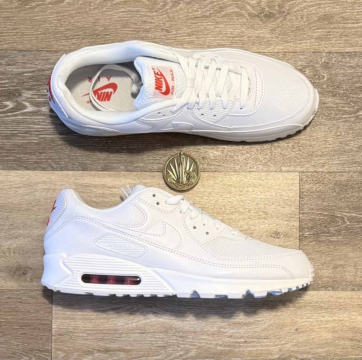 Nike Air Max 90 'White Light Crimson' DM0029-118 Men's Size 12.5