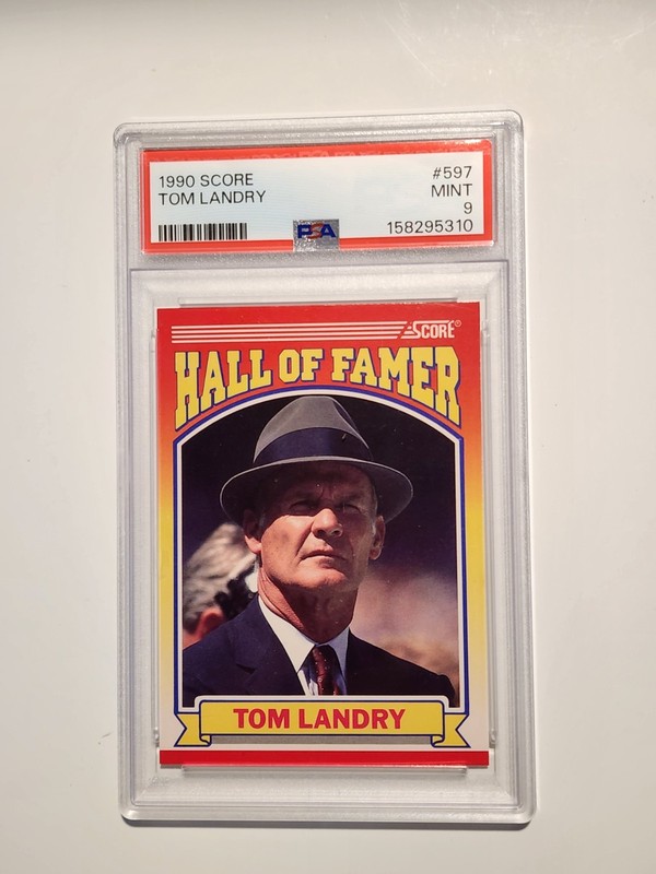 TOM LANDRY 1990 SCORE #597 HALL OF FAMER PSA 9 COWBOYS COACH
