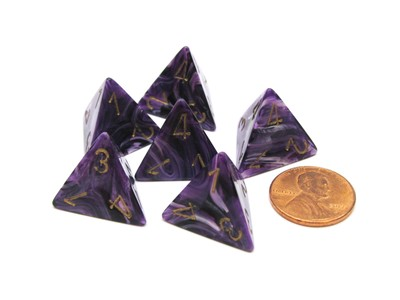 #ad Vortex 18mm 4 Sided D4 Chessex Dice 6 Pieces Purple with Gold $6.79