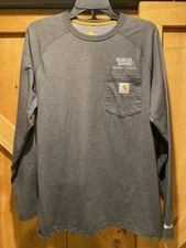 Samual Adams Brewery Tap Room Carhartt Force Gray Shirt Long Sleeve Sam Sz M