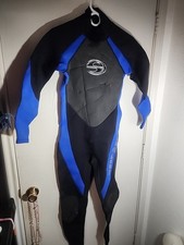 Deep See Men s Size S Wetsuit Blue Black 3MM Full Length 1/2 Zip Enforced Knee