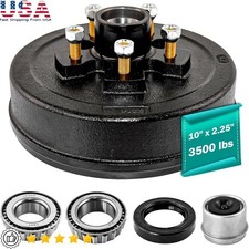 Trailer Brake Drum Kit 3500 lbs Axle Hub 5 on 4.5 inch Bearings Seals Nuts New