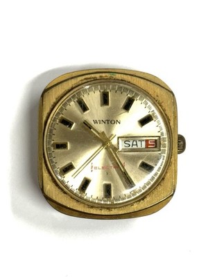 Vintage Winton Electric Day Date Gold Tone Men s Watch  for parts/rep