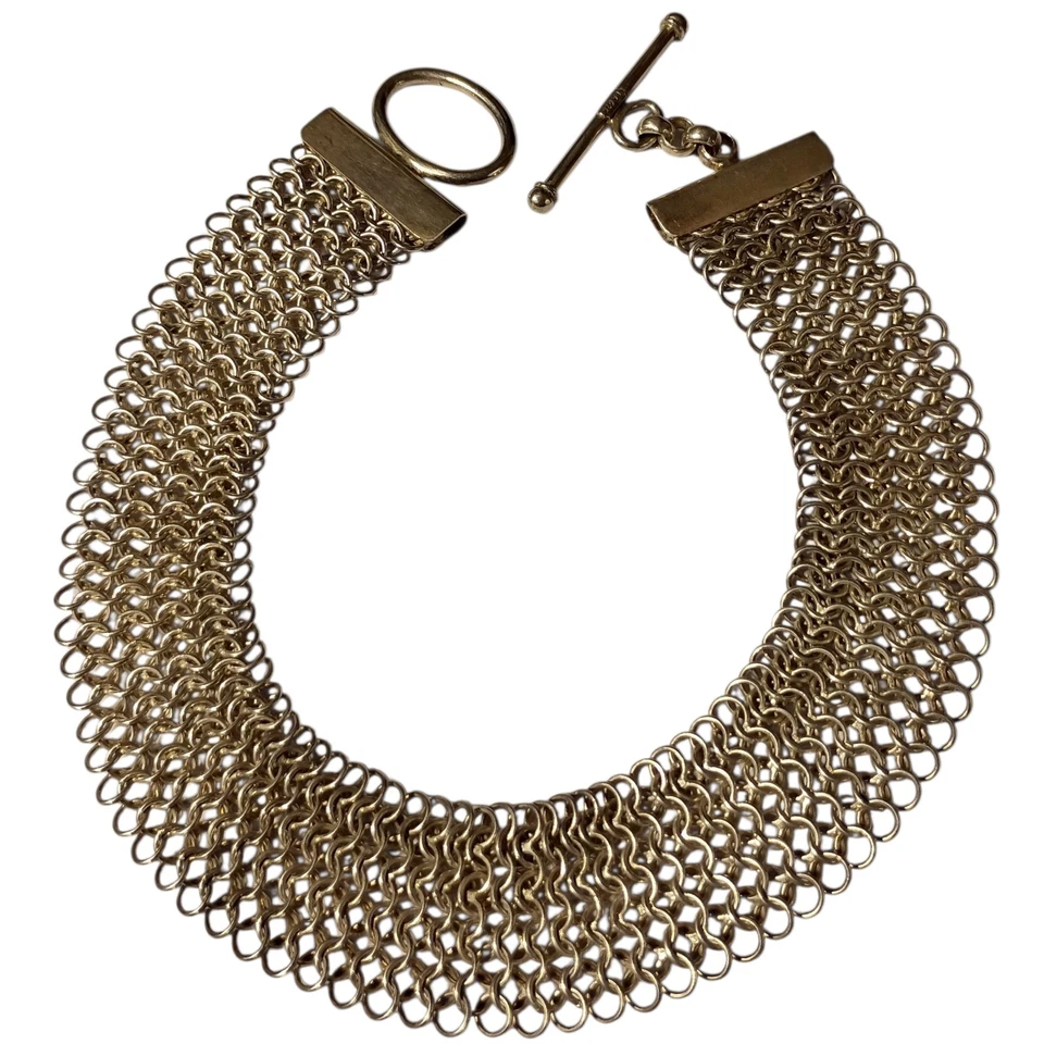 BA Suarti SterlingSilver Chainmaille Chainmail Dog Collar Choker Toggle Necklace - Image 3 of 4