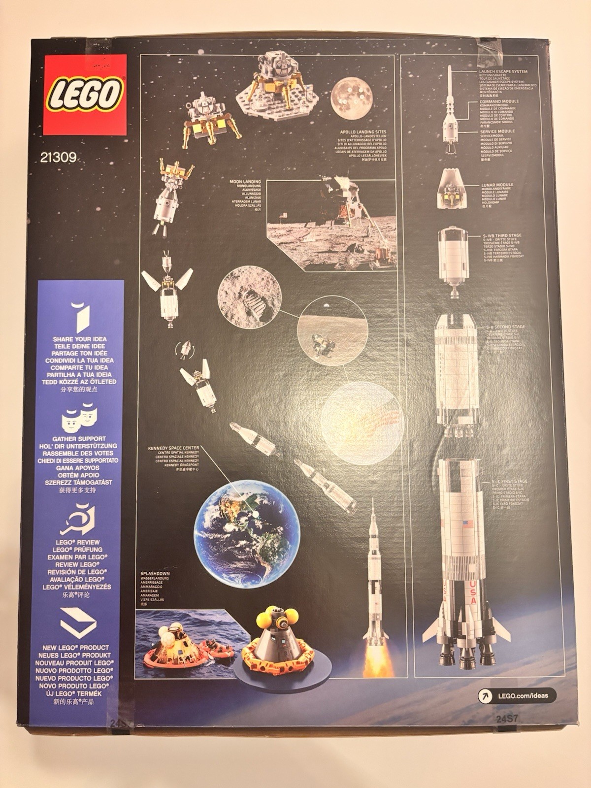 레고 아이디어 NASA 아폴로 새턴 V 21309 – 1969개 부품, 14세 이상, 2017년 출시 4