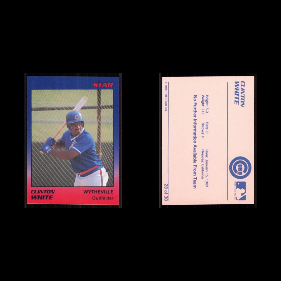 Clinton White #28 1989 Star Wytheville Cubs Baseball Card MLB NM - Image 3 of 3