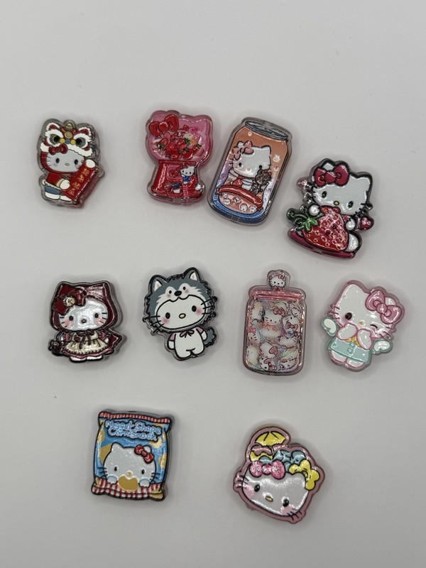 Acrylic Focals Hello Kitty Lot Of 10 For Beadable Crafts