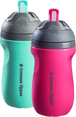 Tommee Tippee Thermo Strohhalmbecher für Kleinkinder, auslaufsicher, 260ml, 12m+, 2er Pack