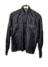 Wrangler Western Dress Shirt Mens S Black Abstract Print Pearl Snap Polyester