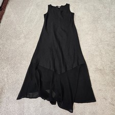 IC Collection By Connie Maxi Dress Linen Sleeveless USA Chiffon Hem Medium