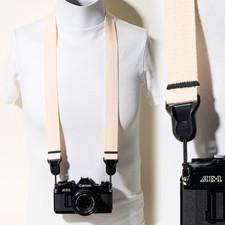 Handmade Beige Cotton Camera Neck Strap 40" Vintage Style  Peak Design Anchors