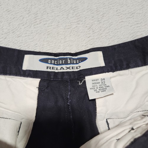 Anchor Blue Relaxed Black Jeans Size 34 (Fits 32) Baggy Y2K 90s Skater - Picture 4 of 7