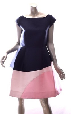 navy and pink cocktail dress Kate Spade Navy Blue Pink Cocktail Mini Dress Size 6 Flared Bow Back EUC