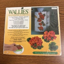 New 12161 Geranium Wallies 25 Pre-Pasted Wallpaper Cut Outs Decals