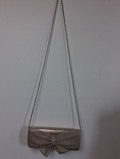 Vtg Gunne Sax By Jessica McClintock Gold Metallic Bow Evening Shoulder Bag Purse