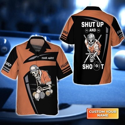 Customized Billiards Aloha Hawaiian Shirts Grim Reaper Play Billiards Shut Up An