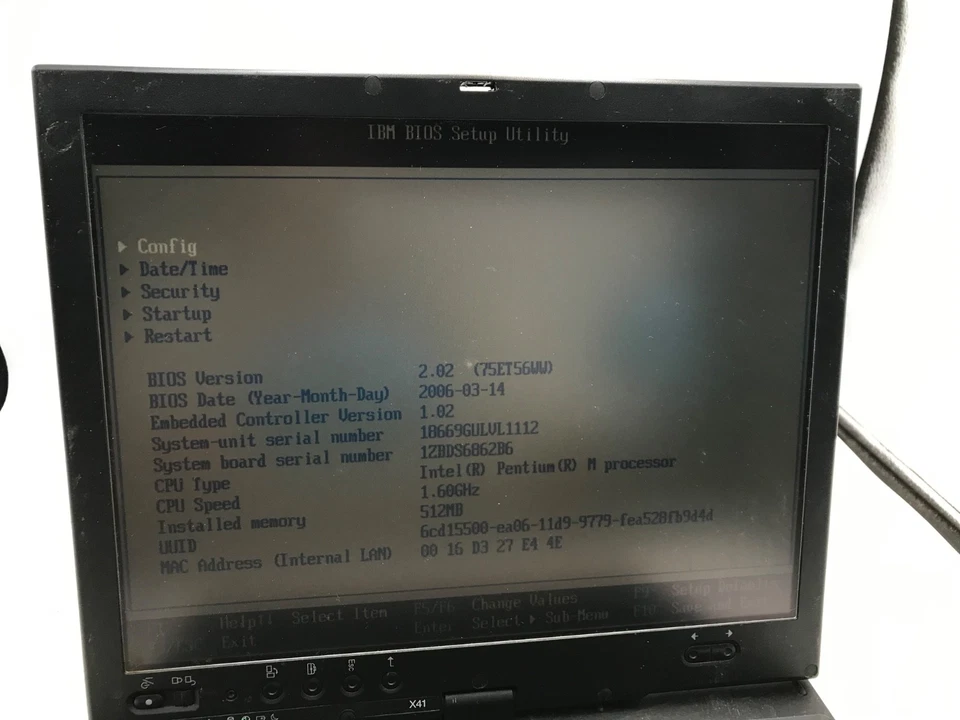 IBM ThinkPad X41 Intel Pentium M 1.6GHz 12" Tablet -Computrace, NO LATCH -MZ - Image 3 of 4