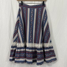 Handmade Grandmacore Boho Cottage Crochet Trim Aline Skirt Sz XS READ 