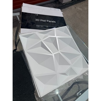 Art3d 3D Wall Panels White Diamond Design PVC Tiles 12 Pack 32 Sq Ft A10us038