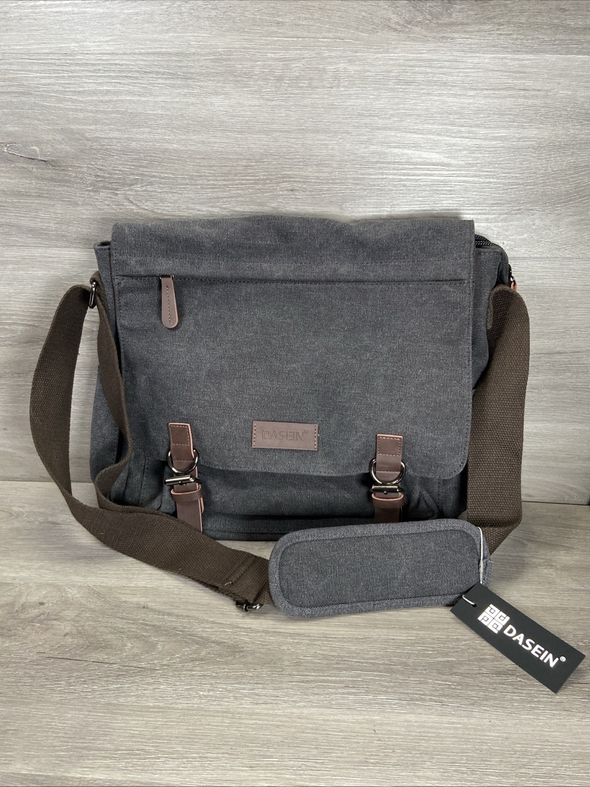 Canvas Messenger Laptop Shoulder Bag Travel Crossbody Purse Briefcase Gray READ