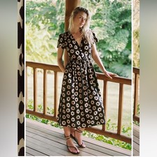 Christy Dawn The Dawn Midi Daisy Noir Dress Cotton  Sz XS