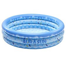 Inflatable Baby Pool Small Kiddie Swimming Pool 3 Rings Round Pad Pool for Kids