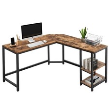 Scrivania Angolare Libreria Tavolo Porta PC Computer Metallo Legno Industriale