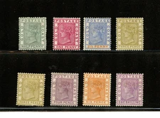 Gold coast #11\19 (G736) (8) QV 1883-91, wmk 2, M, HR, FVF, CV$152.75