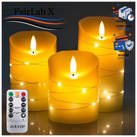 LED Kerze 3-Teilig Mit Fernbedienung Timer Funktion Echtes Wachs