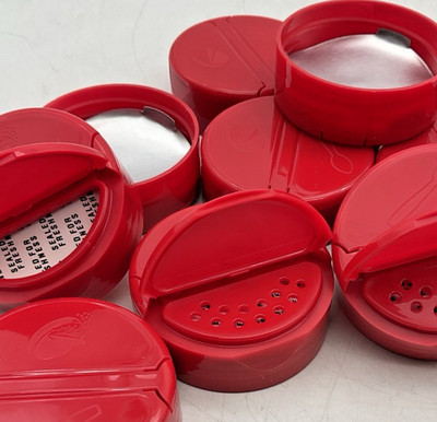 53/485 Red Dual Flapper Spice Lid with 13 Holes - LOT OF 50 NEW