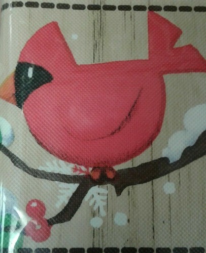 Holiday Time Vinyl Tablecloth Round 70" Christmas Print Bears Cardinals Fox NEW - Picture 5 of 7