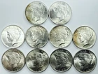 MIXED DATE PEACE DOLLAR LOT! 10 TOTAL COINS! MS+++! GORGEOUS! BEAUTY! NR #P1498