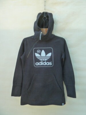 Adidas Hooded Track Dress Women's 42 Large Black Marl Printed